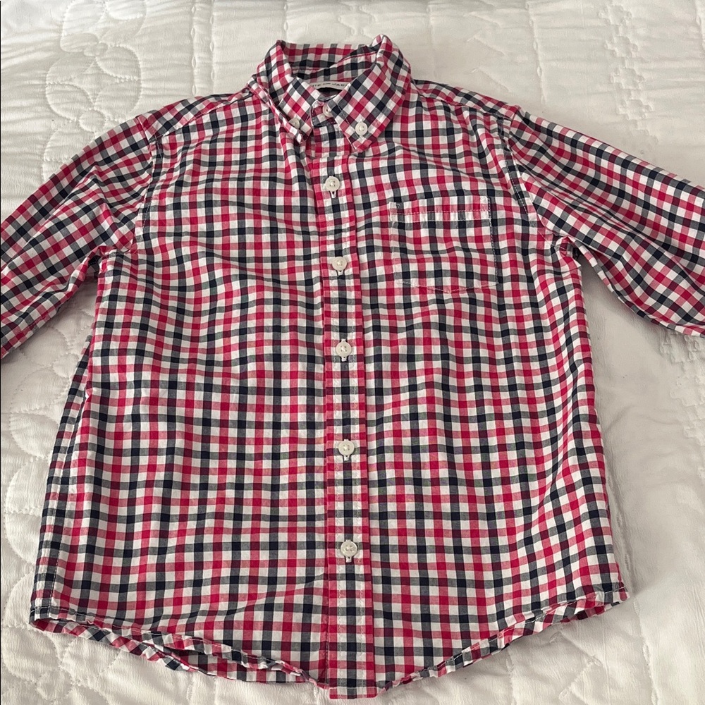 Janie and Jack Red and Blue Plaid Poplin Shirt
